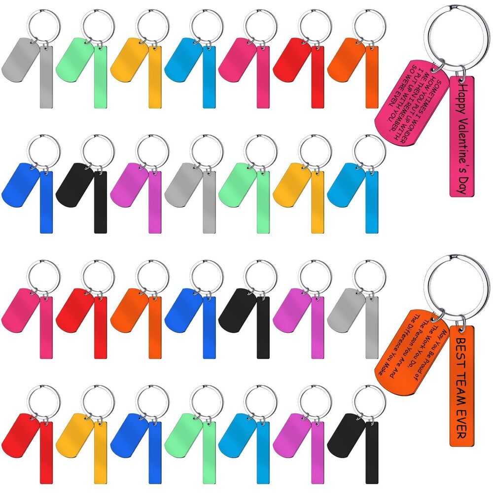 2083 30 Pcs Engravable Stainless Steel Keychain Blank Laser Engraving Blank